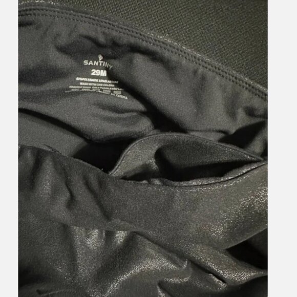 Santiny Women’s High Waist Black Leggings Shiny Look Size: M - Picture 7 of 7